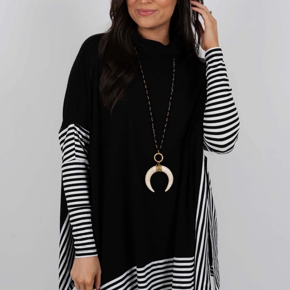 Striped Black and White Women's Top